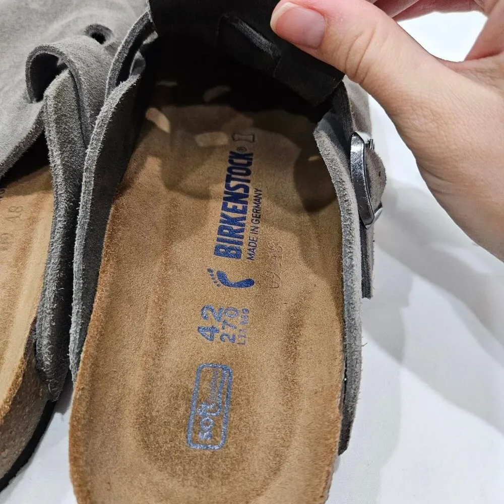 Birkenstock Boston Soft Footbed Suede Clogs Gray Stone EU 42 L11 M9 Made Germany